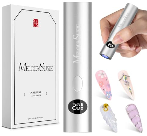 MelodySusie Mini UV Lampe für Gelnägel, P-ART01G Mini UV LED Nagellampe | Wiederaufladbar, Tragbare, LCD-Display, 20S/60S Timer, Schnelles Aushärten für Gel Nagellacke, 3D-Gel-Designs