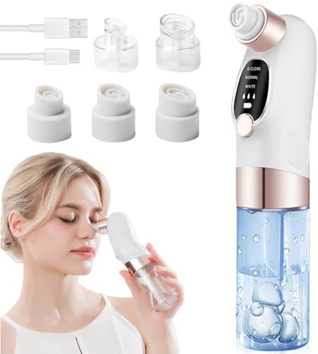 Limpiador de poros y puntos negros, 3 modos y 6 puntas de succión para la limpieza facial, tratamiento del acné y puntos negros, para mujeres y hombres (oro blanco)