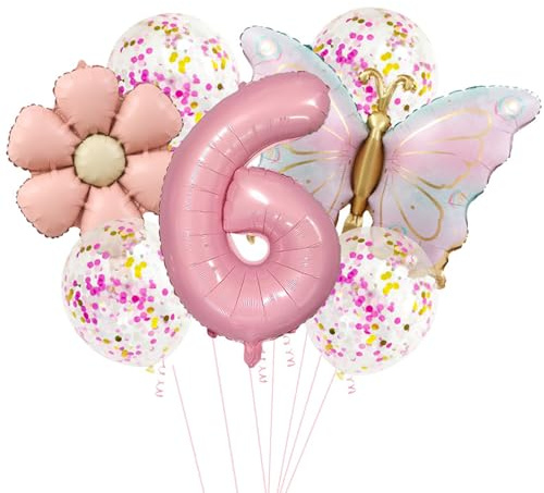 Schmetterlinge Deko Luftballon 6. Geburtstag Mädchen,Zahlen 6. Folienballon Schmetterling,6 Jahre Geburtstagsdeko Schmetterling,Luftballon 6. Geburtstag Mädchen Geburtstage Schmetterlinge Themen Party