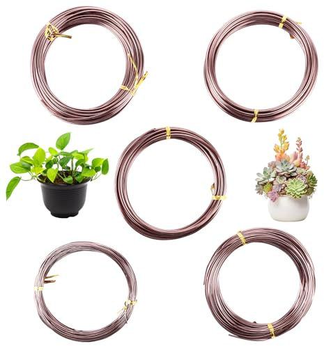 VIDETOL 5 Größe Bonsai Draht, 1 mm, 1,5 mm, 2 mm, 2,5 mm, 3mm Bonsai Aluminiumdraht, Eloxiertes Aluminium Draht, Braun Draht zum Basteln (70 Meter)