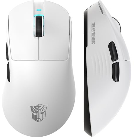 Transformers GM04 63g Lightweight Wireless Gaming Mouse, 12000 DPI, PAW3311 Sensor, 100h Battery Life, 2.4G/USB-C/Bluetooth Wireless Mouse with 5 Programmable Buttons for PC/Mac/Laptop(White)