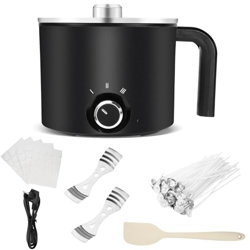 Elektrischer Wachsschmelzer 1,8 L | Kerzen Selber Machen Set mit Zubehör | Wachsschmelzgerät für Sojawachs | DIY Wachsschmelztopf, 300W/600W Kerzenschmelzer Geschenk für Fachleute Anfänger-EU-Stecker