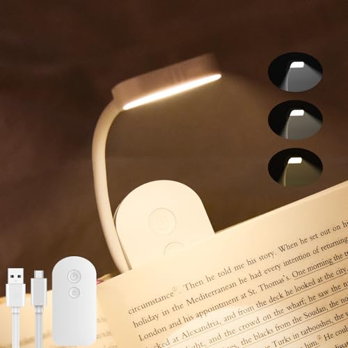 Lese Lampe mit Clip, Klappbare Buch Lampe zum Nachtlesen im Bett, einstellbare und aufladbare Leselampe, LED Buchlampe fürs Lesen im Bett, Geschenk für Leser, Bücherliebhaber, Frauen, Männer (Weiß)