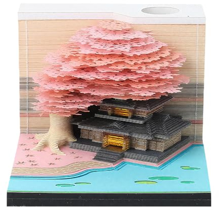 Hojalis Time Piece, Calendario 2026, casa sull'albero, 3D, da scrivania, con luce a LED, blocchi promemoria 3D a strappo, calendario artistico fai da te, regalo per Natale, casa, ufficio, decorazione