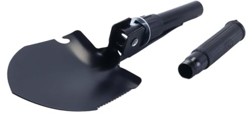 Ausi 4-in-1 Multifunctional Folding Shovel, 41 cm with 1 Storage Bag & Compass on Handle, for Hiking, Camping, Garden, Snow Shoveling(Black)