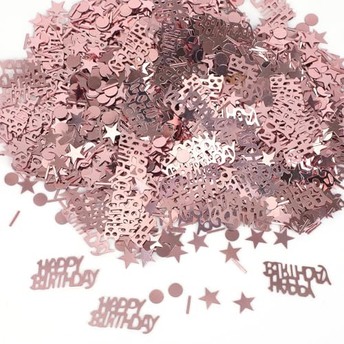 Coriandoli di buon compleanno, 30 g, color oro rosa, da spargere sulla tavola, romantici, decorazioni glitterate, per feste di compleanno