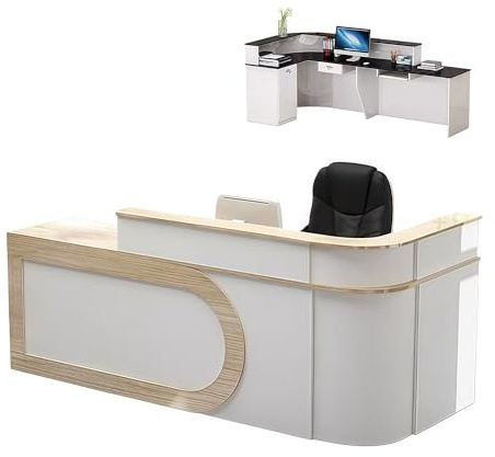 Modern Receptionsdisk, Bredare Skrivbord, Tangentbordsfack Och Förvaringsskåp, För Hotell- Och Klubblobby Evenemangs- Och Sportanläggningar(C,Left,180X60X100CM)