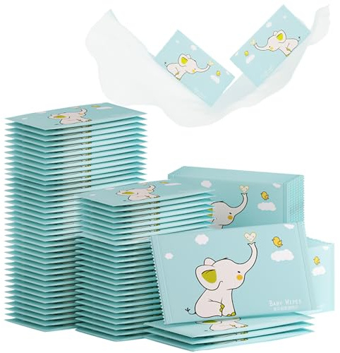 Erfrischungstücher, 100 Stück Feuchte Waschlappen Einzeln Verpackt, Feuchttücher Einzeln Verpackt, Feuchtes Toilettenpapier,Hygienische Reinigungstücher,Vitamin E, Aloe Vera-Extrakt, Empfindliche Haut