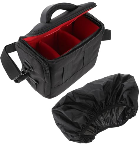 Paquet Bandoulière Ajustable Noir, pour Appareil Photo Reflex Numérique | Nylon Pvc, Rembourrage Antichoc, Poches Intégrées, Housse Pluie Incluse, Style Chic