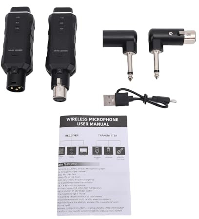 Vroomoto Émetteur XLR sans Fil Récepteur Mélangeur de Son Guitare électrique Basse Microphone Rechargeable émetteurs Récepteurs (1 pour 1)