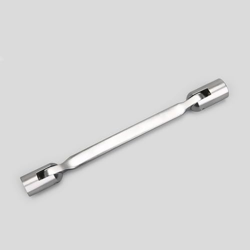 Double Head Socket Wrench 12 Point Flexible Swivel Head Heat Treated Chrome Vanadium Steel for Narrow Area Bolt Nut Repair Work