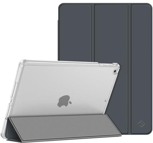 Fintie Funda para iPad Air (2013)/iPad Air 2 (2014) - Trasera Transparente Mate Carcasa Ligera con Función de Soporte y Auto-Reposo/Activación, Gris Oscuro