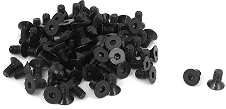 sourcing map 100 Stück M3 x 6mm Senkkopfschrauben Metrisch Innensechskant Schrauben Flachkopfschrauben Schwarz | Metrisch Innensechskant Schrauben Flachkopfschrauben