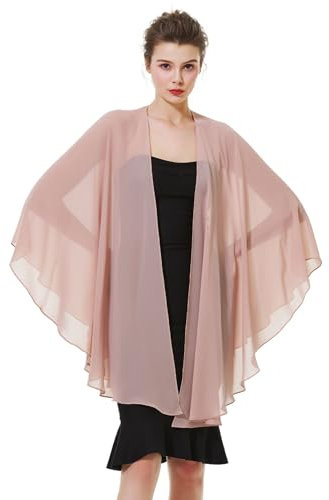 BEAUTELICATE Chiffon Schal Stola Bolero Damen Für Abendkleid Festlich Hochzeit Braut Frühling Sommer Jacke Dusty Rose,Einheitsgröße