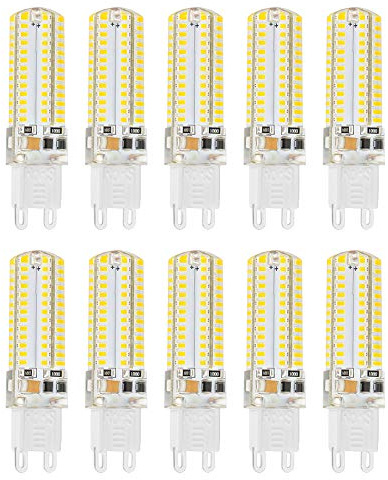 VANSUKY 10 x 5.5 W LED Leuchtmittel G9, 104 LEDs, kaltWeiß 5000K, SMD 3014 AC220V, 500lm Super hell mit Beam Winkel 360 Grad.