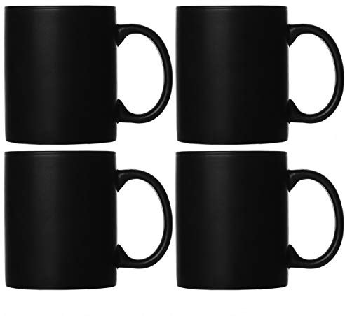 Smilatte tazze da caffè in porcellana nera opaca, tazza in ceramica classica da 320 ml con Hanlde per tè al latte cappuccino, confezione da 4