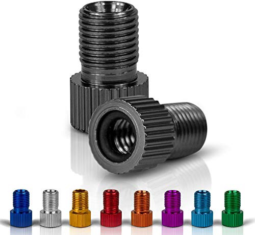 Drahtesel Fahrrad Ventil-Adapter DV & SV (Dunlop- & Französisches Ventil) auf AV (Auto-Ventil) mit Dichtring (anthrazit, 2)