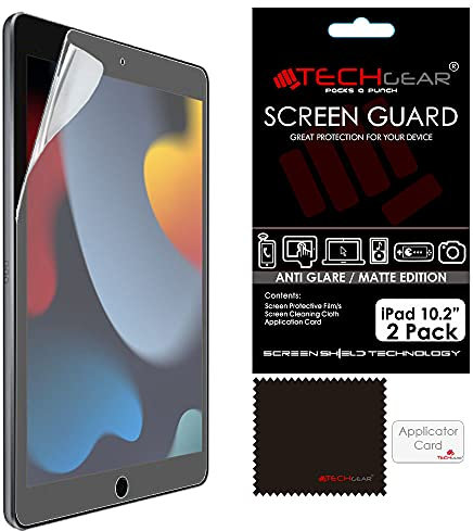 TECHGEAR [2 pezzi] Proteggi schermo opaco antiriflesso per iPad 10.2 (2021/2020 / 2019) 9a / 8a / 7a generazione - Pellicole protettive opache autentiche Compatibili con iPad 10.2