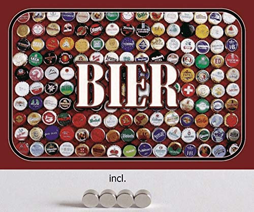 Blechschild 20x30cm gewölbt incl. 4 Magneten Bier Kronkorken Sammlung Metall Deko Geschenk Schild