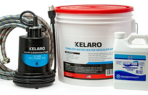 Kelaro Tankless Water Heater Flushing Kit with Flow-Aide Biodegradable Descaler