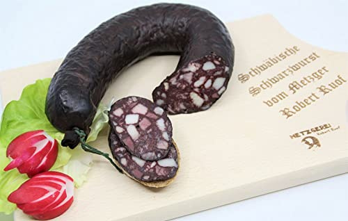 schwäbische SCHWARZWURST/BLUTWURST RING ca. 500g HAUSMACHER WURST MADE IN GERMANY SCHWABENLÄNDLE REGIONAL OHNE MASSENTIERHALTUNG LACTOSEFREI GLUTENFREI