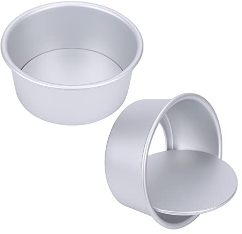 AILANDA 2pcs Molde Horno Redondo Molde para Tarta Molde Desmontable de Aleación de Aluminio para Pastel y Bizcochos, 6 inch, Plateado