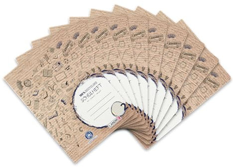 Landré Schulheft A4 Recycling, 16 Blatt, Lineatur 2, liniert, 10 Stück