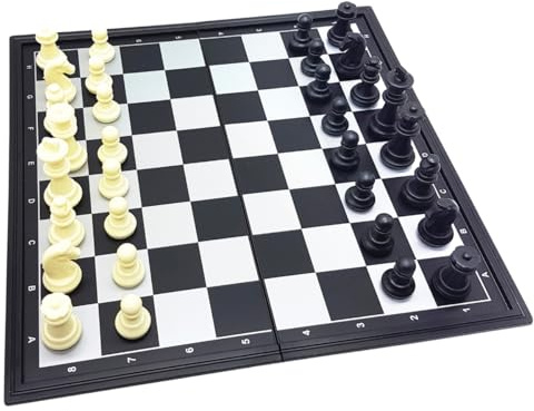 Lexibook, Chessman Classic, szachy magnetyczne i składane, 32 elementy, rodzinna gra planszowa, czarny/szary, CGM320