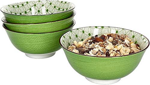 Ritzenhoff & Breker 4er Geschirrset Müslischüssel Lime Rio aus Porzellan mit 15,5 cm Ø und 7,2 cm Höhe I Bunte Schalen für diverse Snacks und Antipasti I Spülmaschinenfest