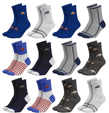 POPYS 12 Paires Chaussettes Enfant Multicolore | Chaussettes Bébé Garçon (as4, 27, 32, Regular)