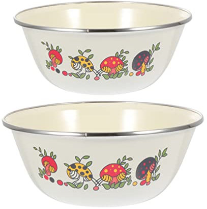 Cabilock 2stücke Vintage Schalen Eisenemaille Teiliges Für Suppen Nudeln Und Salate Kreative Lebensmittelechte Aufbewahrungslösungen Für Zuhause Restaurants Und Hotels