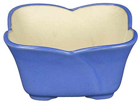 Quadratische Bonsaischale aus hellblau glasiertem Steinzeug 12x12x5,5 cm - A25