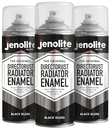JENOLITE Heizkörperlack | Emaille-Sprühfarbe für Heizkörper | Schwarz glänzend | 3 x 400ml