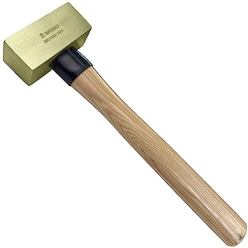 WEDO Brass Flat Hammer 3000g(7lb), Sledge Hammer with Wooden Handle, Length 700mm(28), Die-Forged, Corrosion Resistant