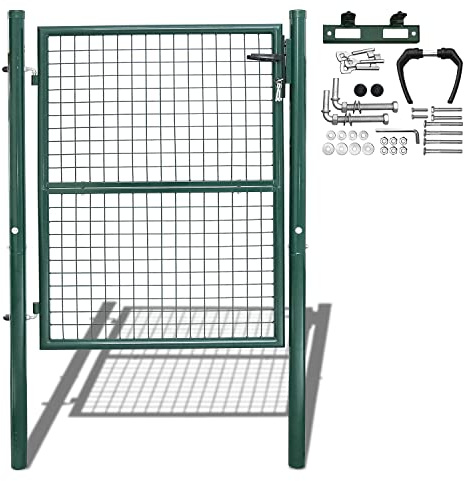 Jopassy Gartentor, 150x100cm Grün Zauntür für Garten Tor Gartenpforte Gitterzaun inkl.hochwertigem Griff, Schloss und 3 Schlüsseln, Robust und langlebig