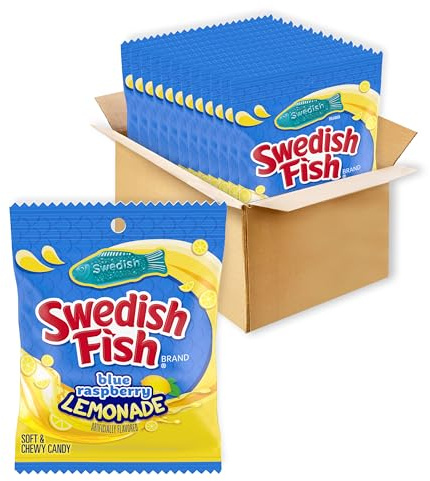 SWEDISH FISH Caramelle gommose morbide e gommose alla limonata al lampone blu, 12 sacchetti