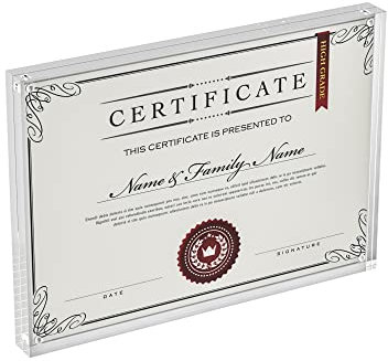 Sezanrpt Acryl Bilderrahmen A4 Größe, Perspex Fotorahmen für Hochzeitsbilder, Tischplatte freistehender Zertifizierungsrahmen 12mm + 12mm