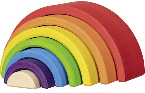 goki 58479 - Bausteine, Kleiner Regenbogen - aus hochwertigem Ahornholz Evolution - 7 Teile - Bunte Farben auf Wasserbasis - Made in EU