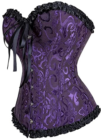 Hengzhifeng Corset Party Mujer Corsés y Bustiers Burlesque XS NegroMorado