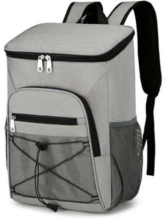 Kühlrucksack, Groß Isolierte Kühltasche, 30L Wasserdichten Kühltasche Rucksack, Ultraleicht Rucksäcke, Picknicktasche, Thermotasche, große Kapazität für Strand, Camping, BBQ (Grau)
