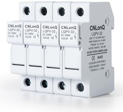 Jadeshay Solar PV Sicherungshalter Hutschiene DC1000V 10x38 mm 32A 4 Stück | RT18-32X Photovoltaik Sicherungshalter Hutschiene ohne Licht