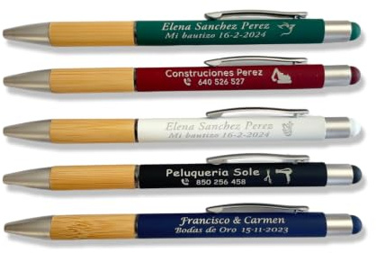 Penne personalizzate come desideri. Metallo colorato e bambù, 2 in 1. Confezione unità (25)