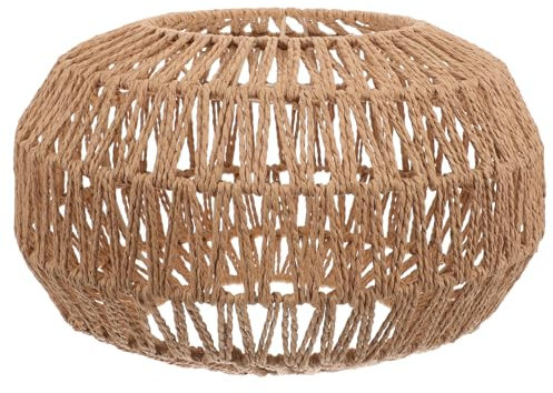 VILLCASE Abat-Jour Plafond Tissé, Pendentif Rotin Naturel Tissé à la Main, Lustre Suspendu, Couverture de Lumière, Luminaire Panier IntéRieur