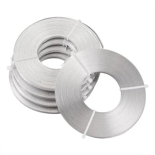 Basteldraht 5 Rollen 3mm 5mm flacher Aluminiumdraht Handgemachtes Handwerk Metalldraht for die Schmuckherstellung DIY Halskette Armband Ohrringe Zubehör (Color : 5mm)