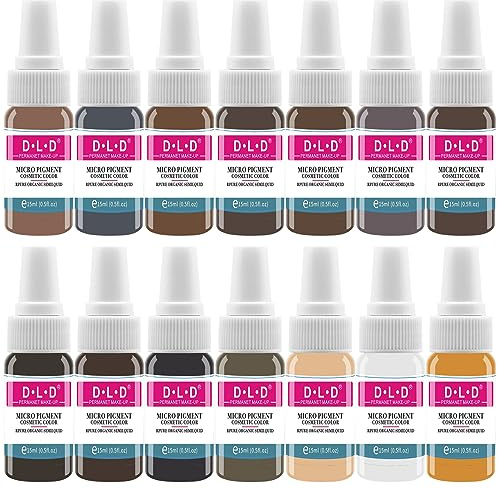 DLD Pigment Kit Eyebrow Tattoo Lip Embroidery Liquid Long Lasting Fast Colour Beauty Body Personal Care Makeup Tools Dynamic Embroidery Ink 14 Bottles Basic Tattoo Colour Kit
