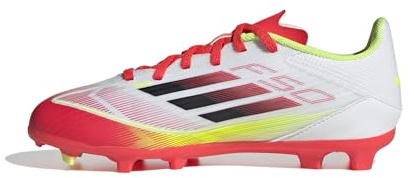 adidas Unisex niños F50 League Football Boots FG/MG Kids, Cloud White/Core Black/Solar Yellow, 29 EU