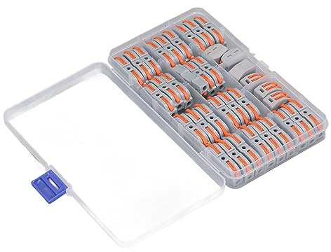 Connettore Rapido per Cavi, Kit Connettori Rapidi per Cavi 36 Pezzi per Cavi 0,2 a 4,0 mm² 28 a 12 AWG, Connettore per Cavi di Giunzione a Leva a Pressione Elettrico,