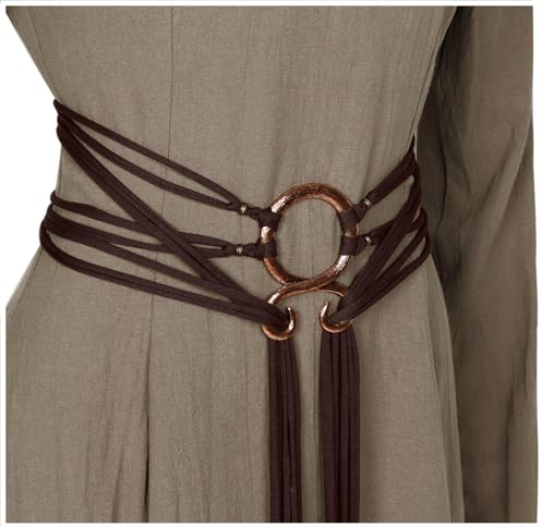 keland Mittelalter Accessoire Seil Gürtel Wikinger Gürtel Bindegürtel für Damen Herren (Braun)
