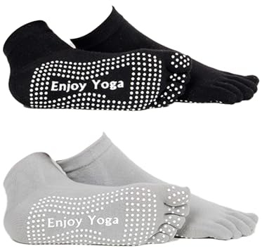 GWAWG Lot de 2 Paires de Chaussettes Antidérapantes pour Pilates et Yoga Chaussettes Antidérapantes Idéales pour Femmes et Hommes Parfaites pour Arts Martiaux Barre Ballet et Fitness Taille Unique
