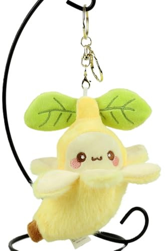 Miaoyak Cute Fruit Banana Pendant Cute Plush Doll Toy Keychain Kawaii Fluffy Stuffed Pendant Schoolbag Decoration Lovely Creative Gift